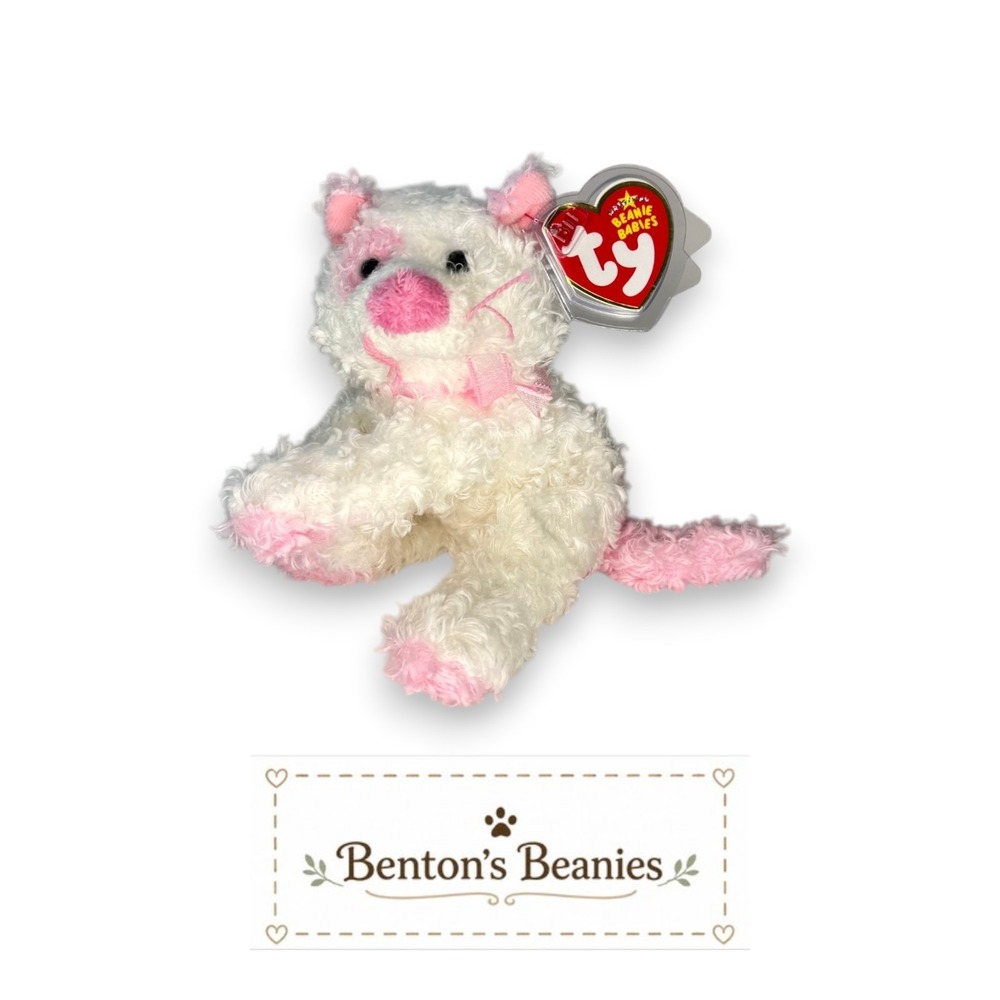 Pinkerton the Cat Ty Beanie Baby | Blushing Kitty Pal 🎀 | Mint Heart Tag ⭐